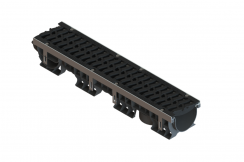 Лоток водоотводный пластиковый PolyMax Drive DN150 h166 с решеткой чугунной «шина» ВЧ кл.Е600 (к-т), рис. 1