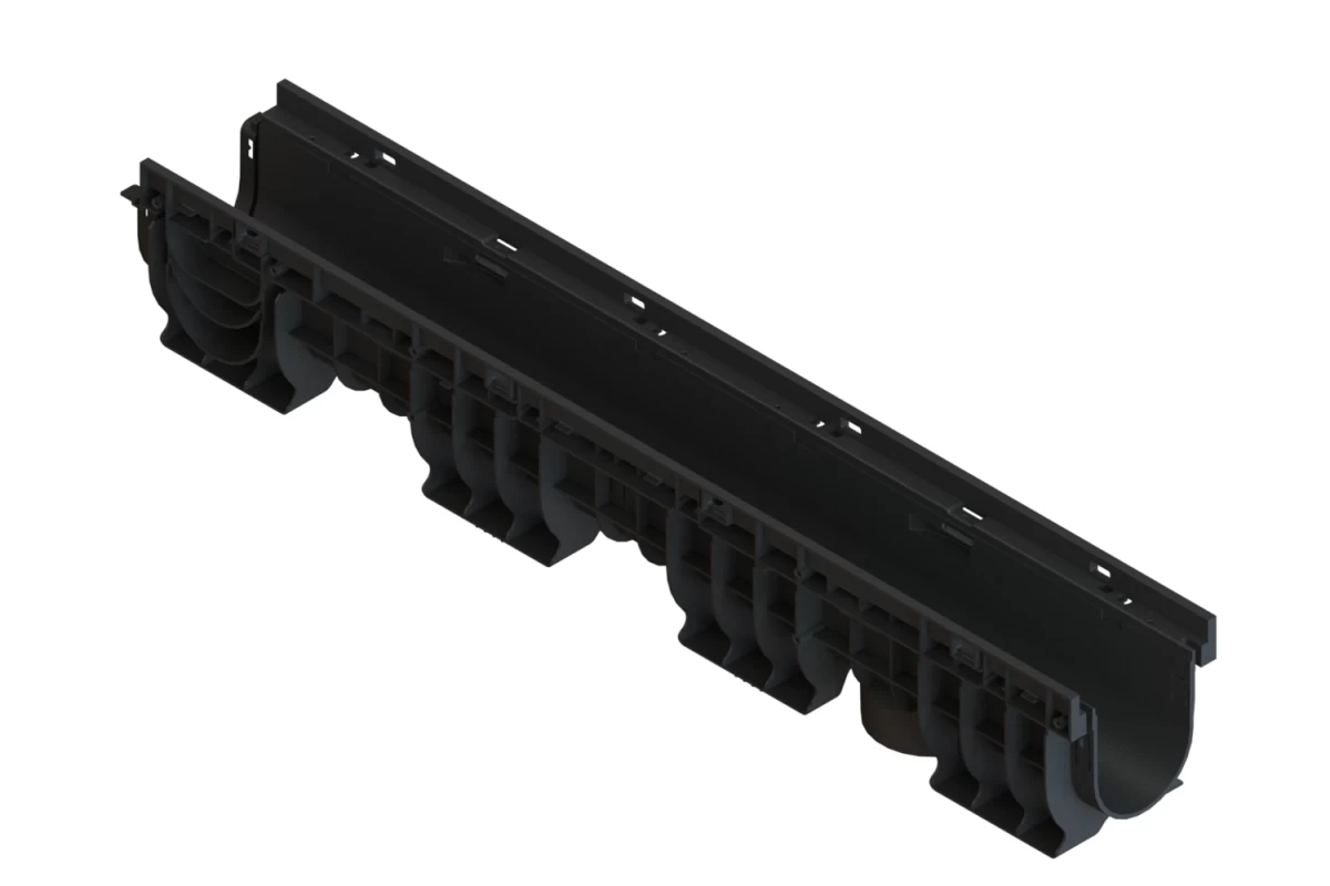 Лоток водоотводный пластиковый PolyMax Basic DN100 h170 высокий борт, рис. 1