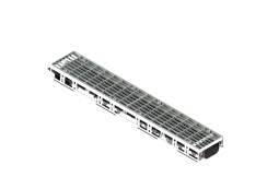 Лоток водоотводный PolyMax Drive DN100 h80 пластиковый с решеткой ячеистой ОС кл.А (комплект), рис. 1