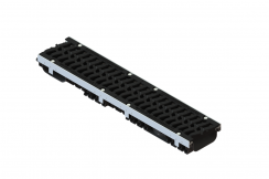 Лоток водоотводный пластиковый PolyMax Drive DN150 h96 с решеткой чугунной «шина» ВЧ кл.Е600 (к-т), рис. 1