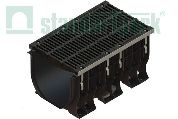 Лоток водоотводный пластиковый PolyMax Basic с щель. «протектор» решеткой 0890026 (комплект)
