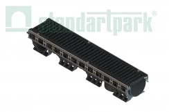 Лоток водоотводный пластиковый PolyMax Drive DN150 h166 с решеткой щелевой чугунной ВЧ кл.С250 (к-т), рис. 1