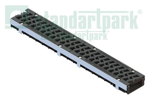 Лоток водоотводный PolyMax Drive ЛВ-10.15.06-ПП пластиковый с решеткой щелевой чугунной ВЧ кл. Е (комплект) 0805055-М
