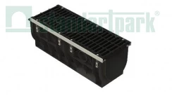 Лоток водоотводный PolyMax DN300 пластиковый c решеткой щелевой чугунной дорожной ВЧД кл.E (к-т) 0874015, рис. 1