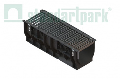 Лоток водоотводный пластиковый PolyMax Basic DN300 h354 с решеткой ячеистой стальной кл. А15 (комплект)