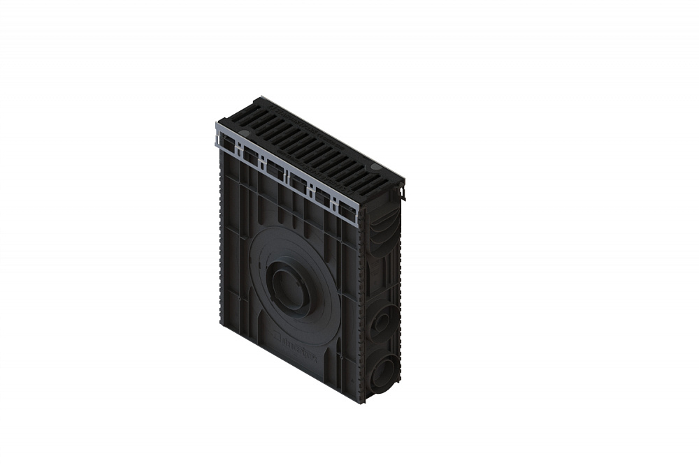 Пескоуловитель PolyMax Drive DN100 h614 на защелках с решеткой щелевой из высокопрочного чугуна кл.D400 (к-т)