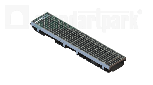 Лоток водоотводный пластиковый PolyMax Drive DN150 h80 с решеткой ячеистой ОС кл.А15 (к-т)