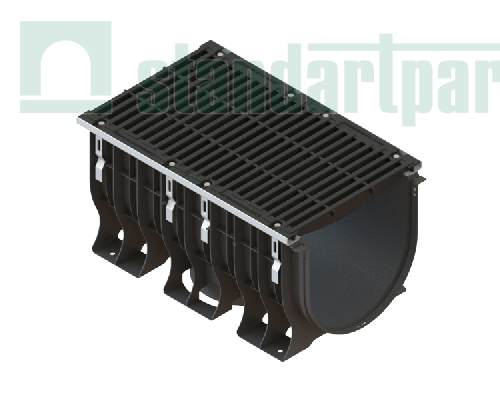 Лоток PolyMax пластиковый с решеткой щелевой чугунной кл. Е600 (к-т) 08900351