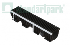 Лоток водоотводный пластиковый PolyMax Drive DN150 h216 с решеткой щелевой чугунной ВЧ кл.С250 (к-т)
