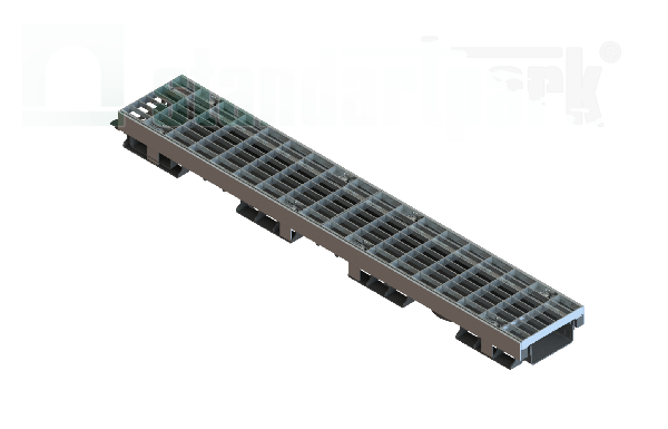 Лоток водоотводный PolyMax Drive DN100 h60 пластиковый с решеткой ячеистой ОС кл.А (комплект)