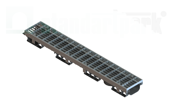 Лоток водоотводный PolyMax Drive DN100 h80 пластиковый с решеткой ячеистой ОС кл.А (комплект)