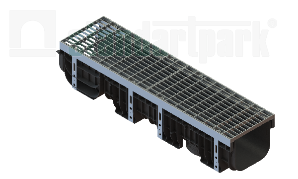 Лоток пластиковый PolyMax Drive DN200 h200 с решеткой ячеистой ОС кл.А15 (к-т)